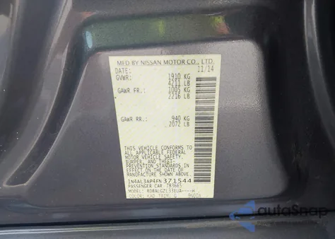 2015 Nissan Altima 2.5 S from USA, damaged, VIN 1N4AL3AP4FN371544